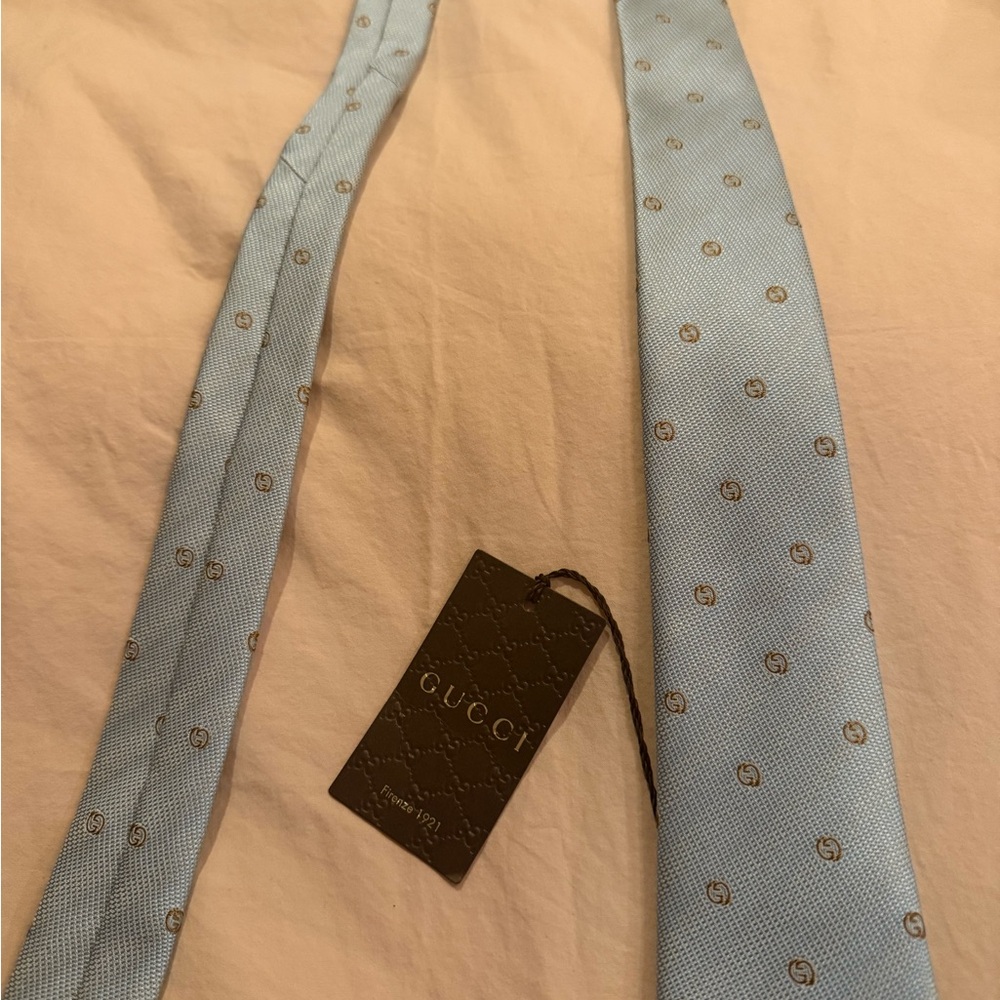 Gucci Sky Blue Geometric Tie